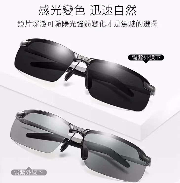 一款會變色的偏光眼鏡  根據紫外線強度自動變色，過濾多餘光線  釣魚/開車/旅遊，帶著帥氣又舒適！