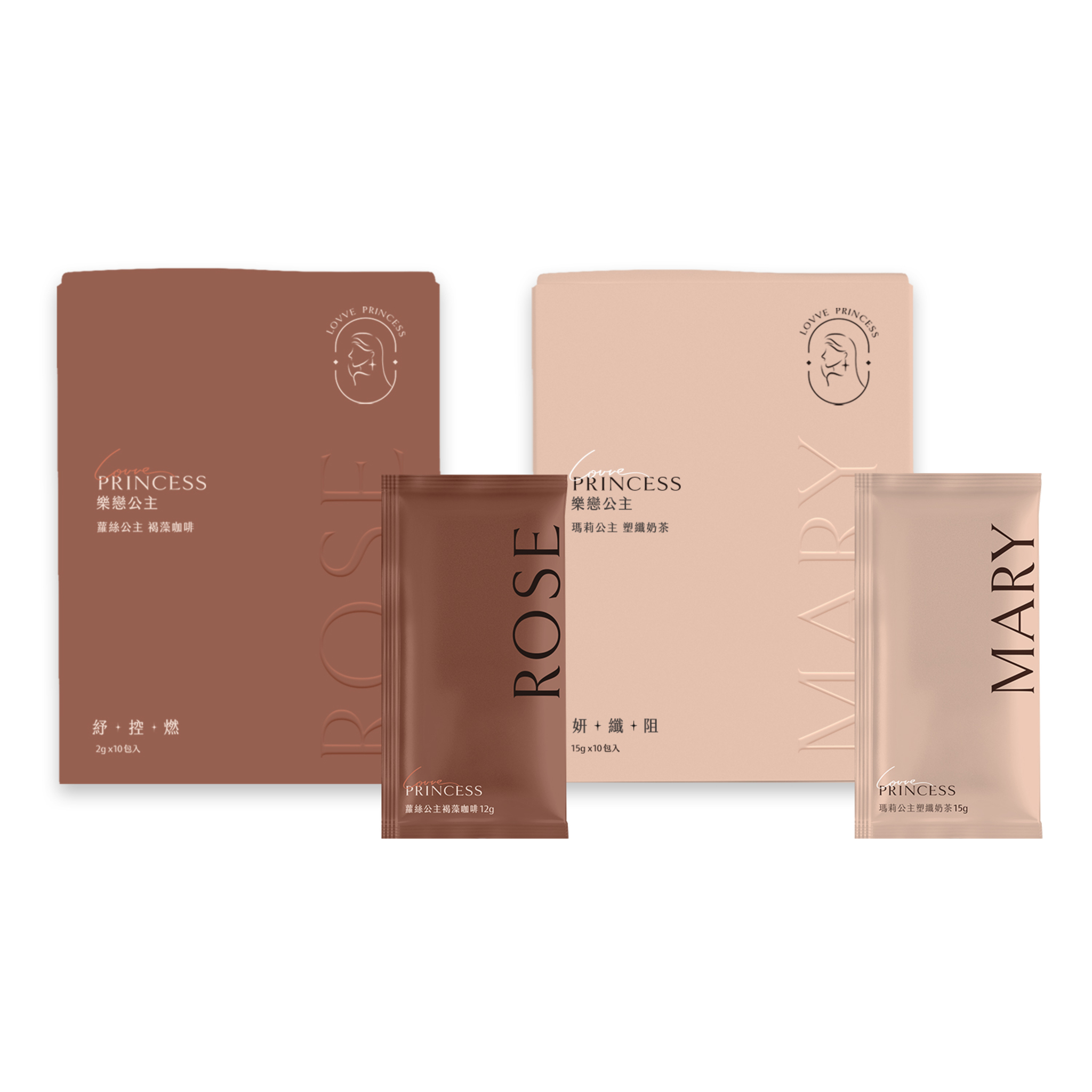 樂戀公主 褐藻咖啡+塑纖奶茶 雙入優惠組 褐藻咖啡 ・InSea2褐藻萃取｜穩定無負擔 ・MCT油(中鏈脂肪酸)｜幫助代謝力 ・綠咖啡萃取物｜綠原酸速燃阻斷  塑纖奶茶 ・Fibryxa玉米來源可溶性纖維｜順暢不卡卡 ・MCT油(中鏈脂肪酸)｜幫助代謝力 ・專利綠茶SOD｜分解高活性 雙重代謝 雙重享SO