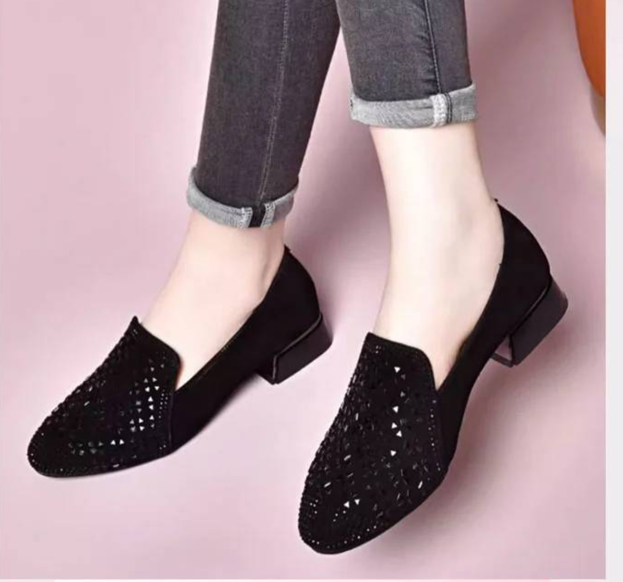 羊皮燙鑽滿天星女鞋